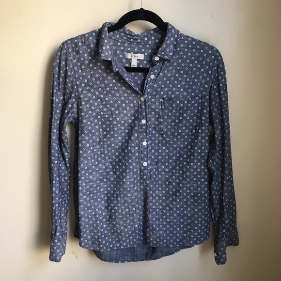 J. Crew Chambray Polka Dot Popover - Picture 1 of 5